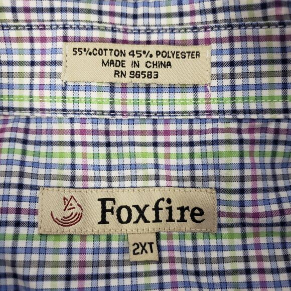 Foxfire Men's Shirt Size 2XT Short Sleeve Button Down Checked Multicolor Pocket - Picture 8 of 10